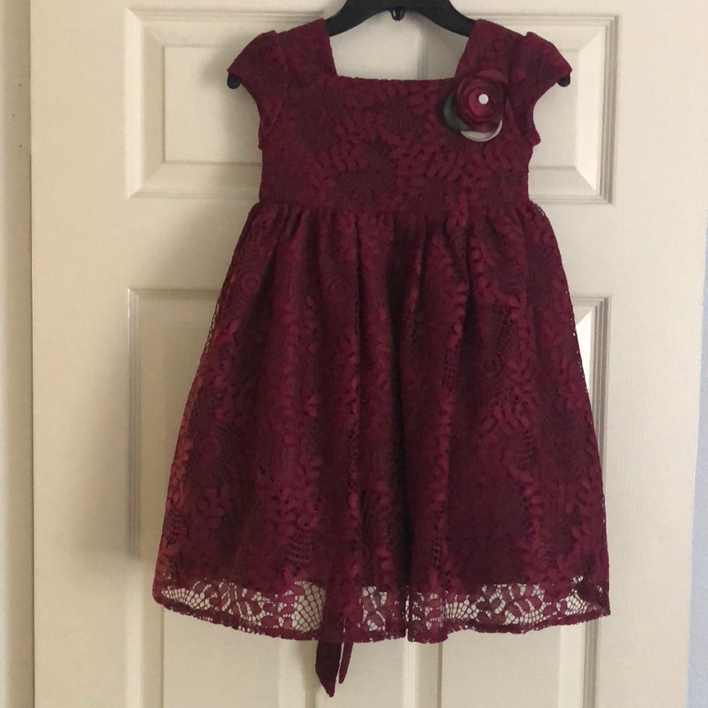 Beautiful Lace Maroon Dress - Laura Ashley